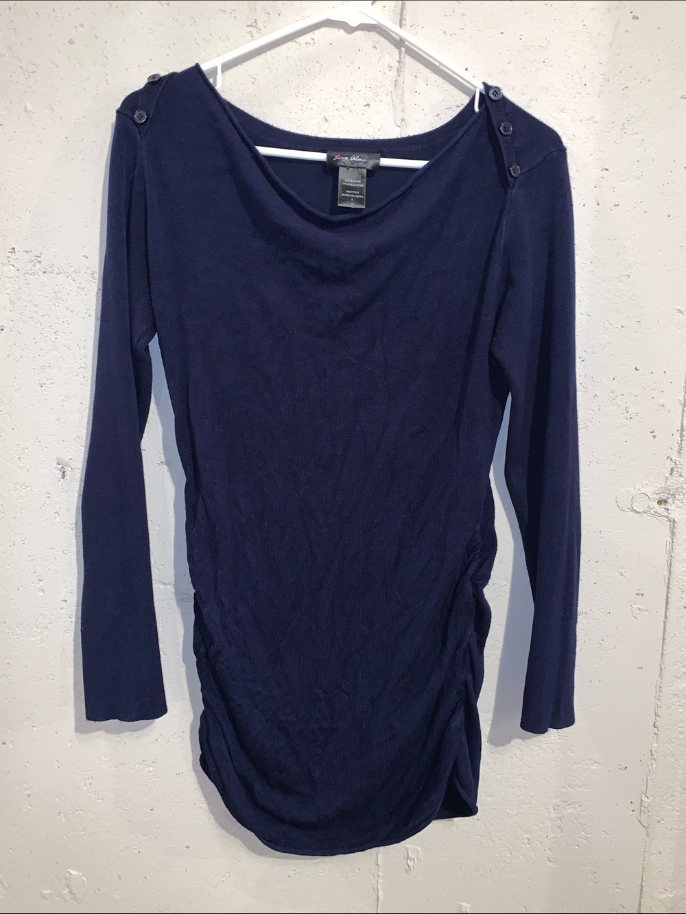 Maternity Sweater Size Large Pregnancy Top Long Sleeve Blue Tunic